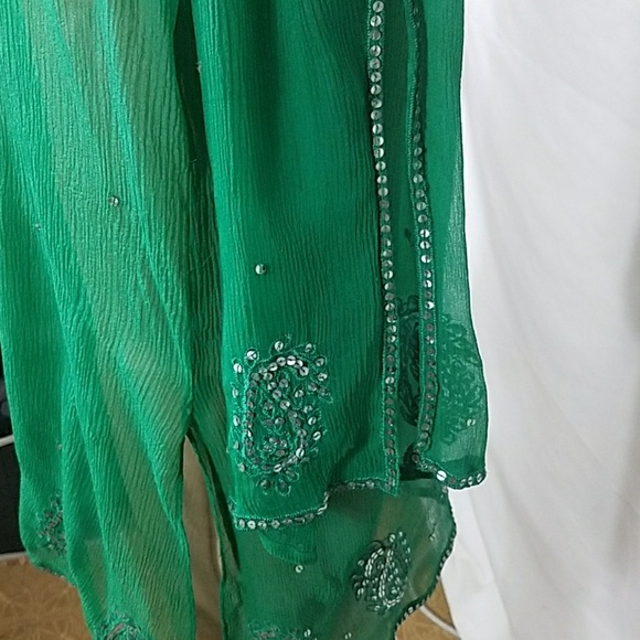 BCBG MAXAZRIA Sheer Green Blouse Top - Picture 3 of 4